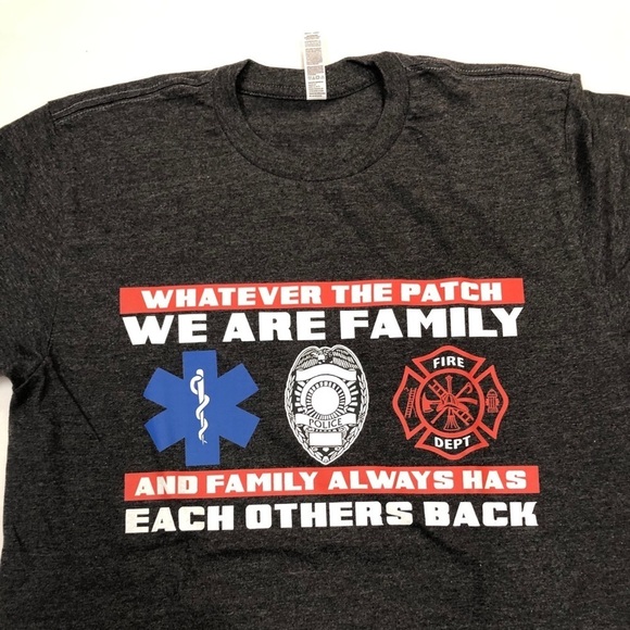 46. Dark Gray T-shirt We are Family-Police-Fire-EMS - Picture 4 of 4